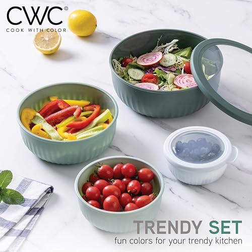 Prep Bowls with Lids (Sage / 8 Piece Set - Wide Bowls)