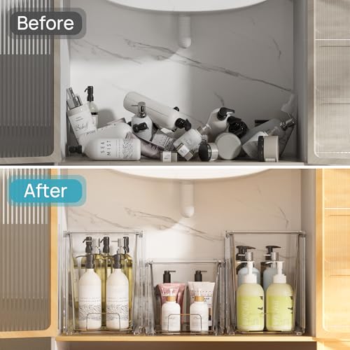 2 Pack Clear Stackable Storage Drawers (2Pack 9.7"H)