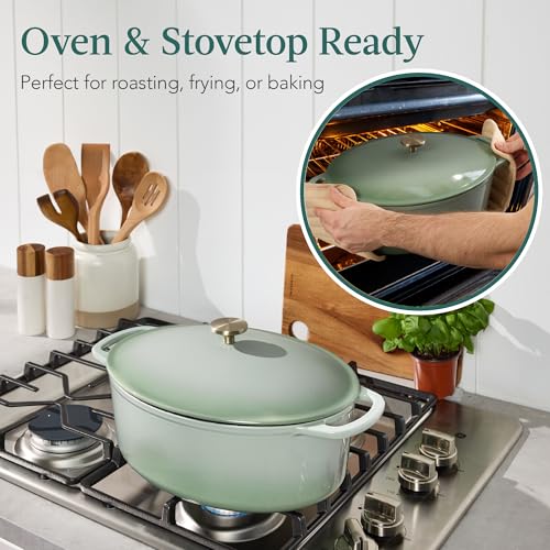 Oval 7.5 Quart Enamel Cast (Sage Green / 7.5qt Oval)