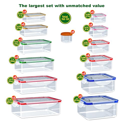 70 Pcs Large Food Storage Containers with Lids Airtight (70 Pcs)