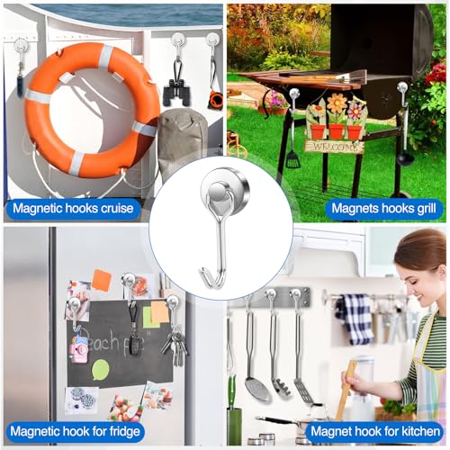 Magnetic Hooks Magnet Hook for Cruise Cabins Fridge 40LBS 6Pack (Silver / 0.79in)