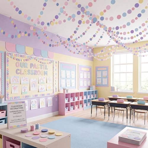 5 Pieces Dot Garland Banner Hanging (Pastel Rainbow Color)