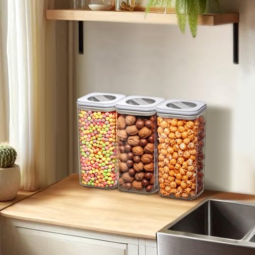 Carol - 112-Ounce Acrylic Canister (Set of 3), Plastic Airtight Food Container, Stackable for Pantry Storage, BPA-Free and Shatter-Proof, Perfect for Home and Commercial Use (112 oz (3-Pack))