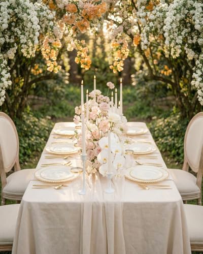 180Pcs Elegant Ivory Gold Plastic Dinnerware Set for Wedding (Ivory and Gold Plastic Dinnerware Set / 180PCS)