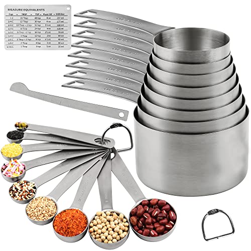 Measuring Cups Set (A: 8cups+9spoons / Siliver)