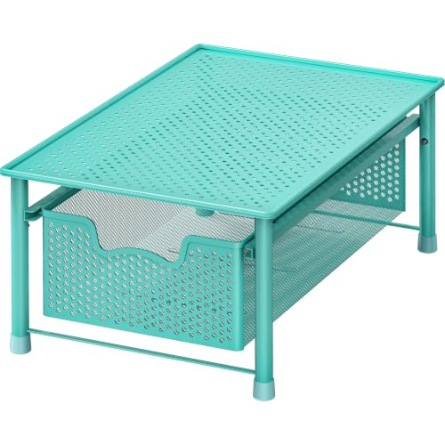 Stackable Cabinet Basket Drawer Organizer (1-Tier / Turquoise)