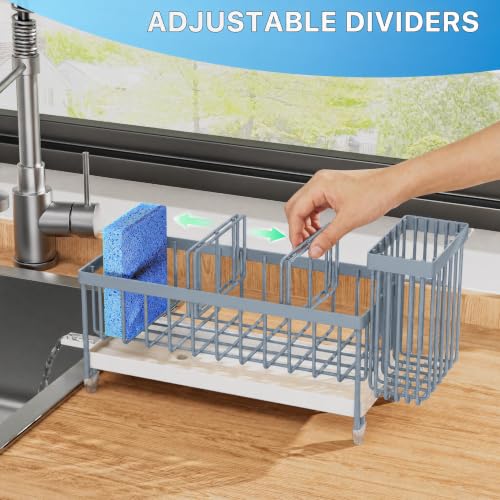 Sponge Holder for Kitchen Sink (Gray Blue - 9.25″)