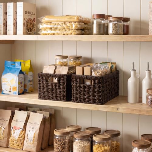 Wicker Storage Baskets for Shelves (Brown / 13"L x 8¼"W x 7"H)