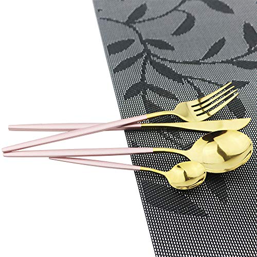 30 Piece Stainless Steel Pink Gold Satin Finish Flatware Set (Service for 6 / Pink Gold)