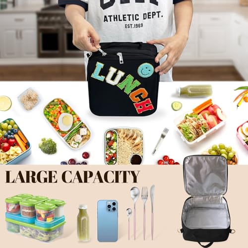 Insulated Lunch Bag With Adjustable Shoulder Strap (Black)