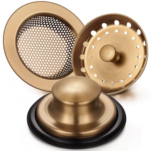 3 Pcs Sink Plug Stopper Disposal Drain Strainer (Champagne Bronze)