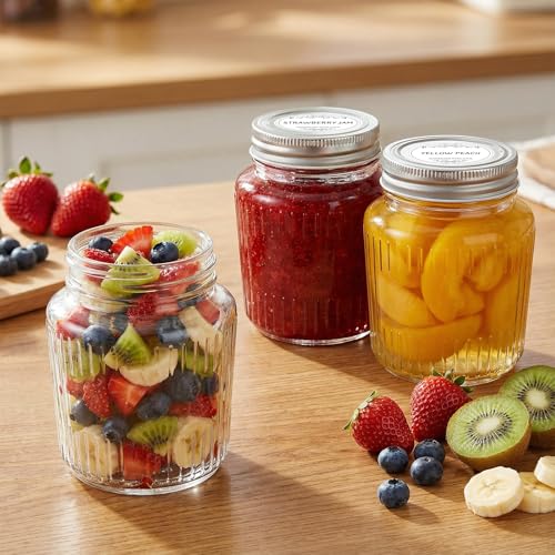 Glass Mason Jars with Lids (Vintage 10oz 6pack)