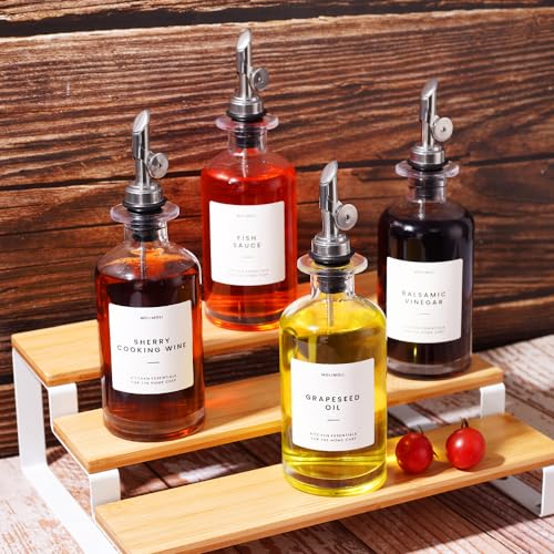 Olive Oil Dispenser Bottle for Kitchen (350ml, Set of 4 Bottles / Silver)