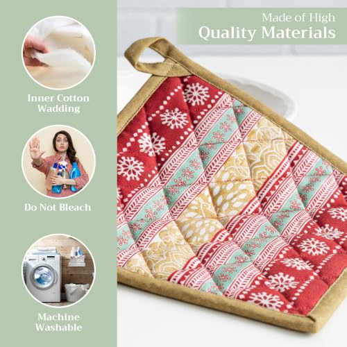 Pot Holders 100% Cotton Potholders (067 - Sofia / 8" x 8" (Pot Holder Pack of 2))