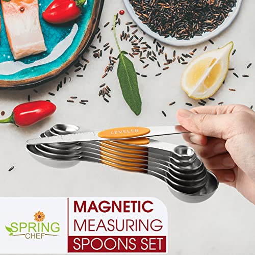 Stainless Steel Magnetic Measuring Spoons Set of 8 (Mango / 1-Pack)