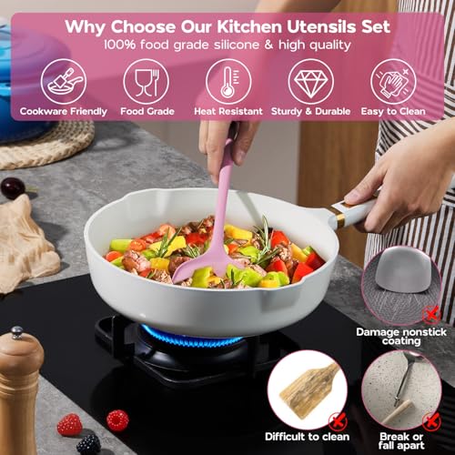 Silicone Cooking Utensils Set (Sakura Pink)