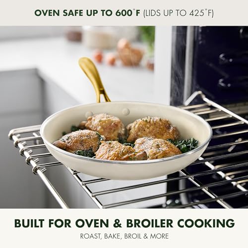 12 Piece Nonstick Swift Cookware Set (12pc Pots & Pans Set / Cream)