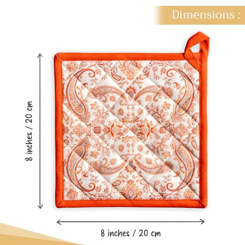 Pot Holders 100% Cotton Potholders (059 - Cachemire / 8" x 8" (Pot Holder Pack of 2))
