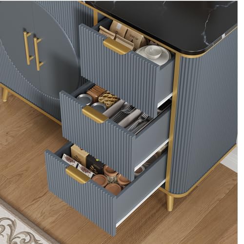 47.3" Modern Buffet Cabinet with Storage (Navy Blue-3draws)