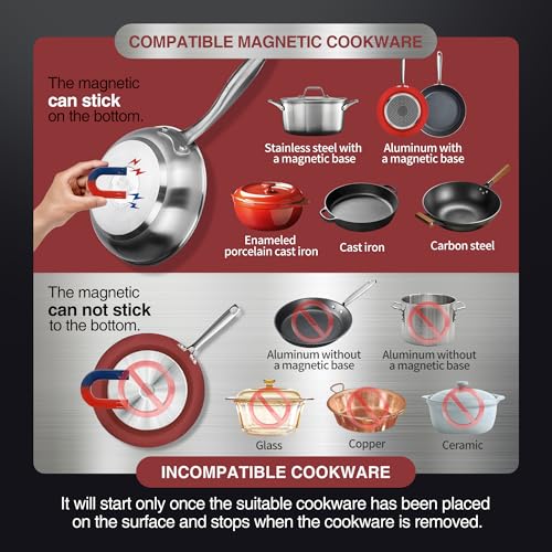 Portable Induction Cooktop 1800W NSF Certified Commercial Range Powerful Countertop Burner Pro Chef Professional Hot Plate Premium Stainless Steel Housing Schott Glass 10 Hours Timer (FlameCold Series 1800W)