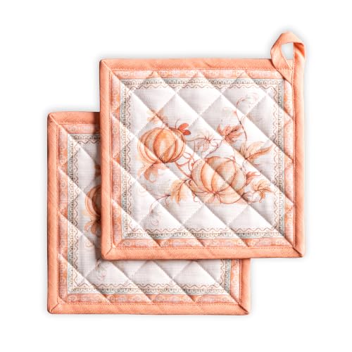 Pot Holders 100% Cotton Potholders (099 - Giving Thanks / 8" x 8" (Pot Holder Pack of 2))