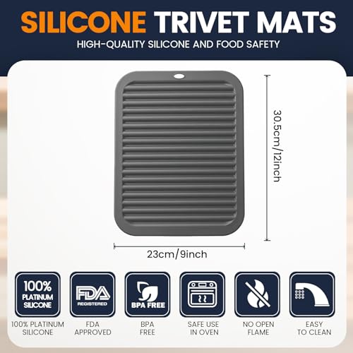 Silicone Trivet Mats 4 Heat Resistant Pot Holders Multipurpose Non (Warm Gray)