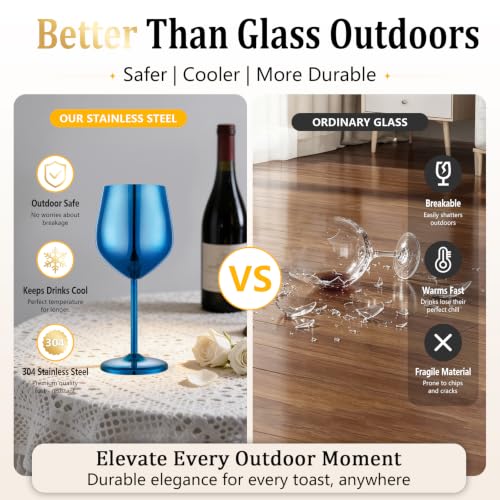 Unbreakable Stainless Steel Wine Glasses Set of 4 (4 Count)