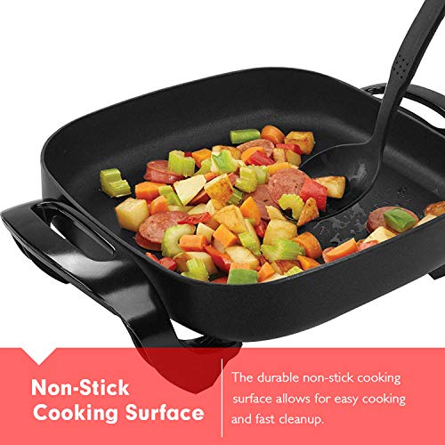 12 x 12 Inch Nonstick Ceramic Electric Skillet with Glass Lid (12*12 Black)
