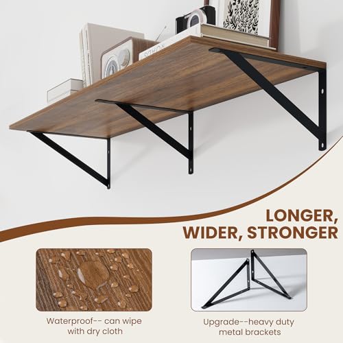 36W x 12D Deep Floating Shelves Set of 2 Walnut (Walnut With Black Metal Bracket / 36wx12dx5.8h)