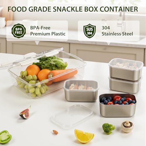 Snackle Box Container (4 Compartment (13.38"L x 9.25"W x 3.54"H))