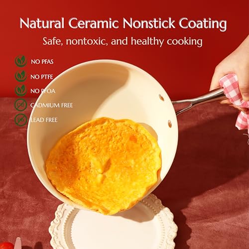 Nonstick Ceramic Frying Pan Skillet (Cream / 11-inch)