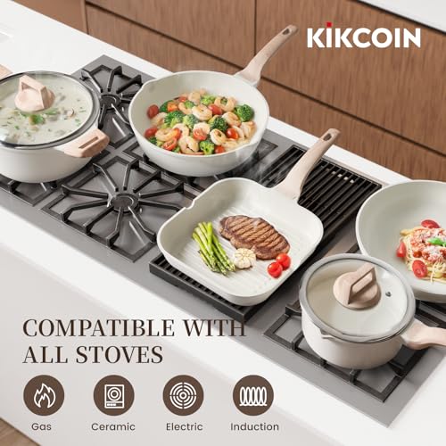16Pcs Ceramic Pots and Pans Set Non Stick (Ceramic White / 16 Piece)