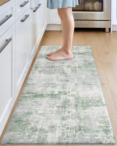 Kitchen Floor Mats Cushioned Anti Fatigue Runner Rug 23x59 Green (Green / 59"L x 23"W x 0.4"Th)