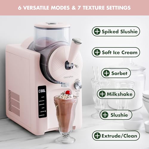 Frost Ice Cream Maker & Slushie Machine (4 Pint Ice Cream & Frozen Drink Maker / Strawberry Pink)