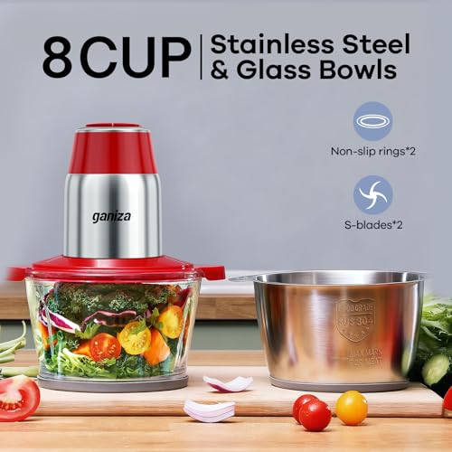 Food Processors with 2 Bowls (Red)