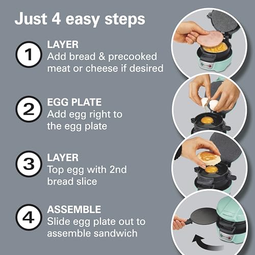 Breakfast Sandwich Maker with Egg Cooker Ring (Mint / Single)