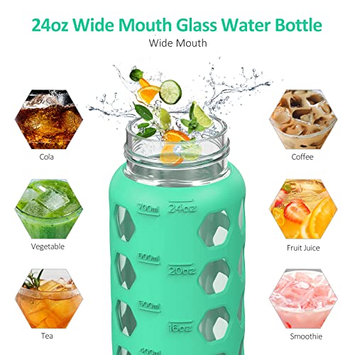 24oz Glass Water Bottle (Green / 24 Ounces)