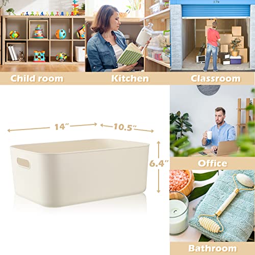 White Plastic Storage Bins (White / 14 x 10.5 x 6.4 Inch)