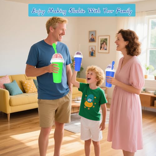 2PCS Slushie Maker Cup (Blue+Green / 350ML)
