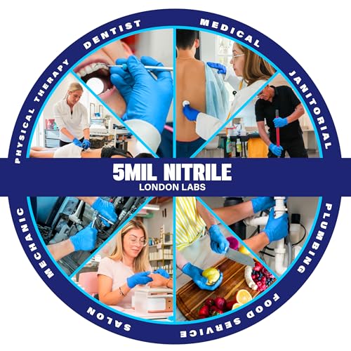 Sky Blue 5 Mil Nitrile Exam Gloves Disposable Latex Free (Sky Blue / Medium)