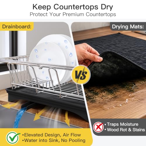 in Sink Dish Drying Rack with Drainboard and Utensil Holder (Silver / For 12"-30"w Sink, with Drainboard)