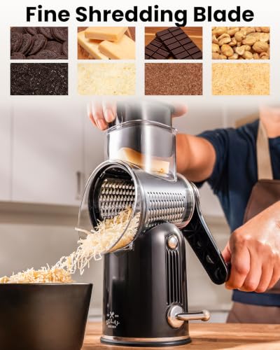 Rotary Cheese Grater Manual Hand Crank 5 Blade Shredder