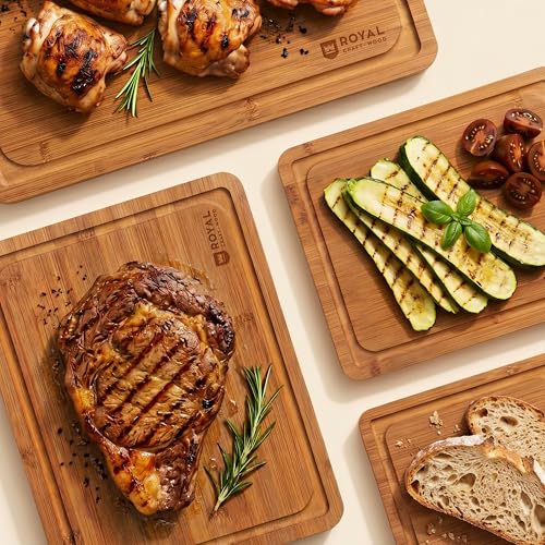 Wooden Cutting Boards for Kitchen Meal Prep & Serving (4-Piece / Carbonized)