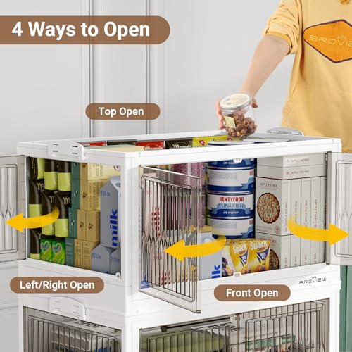 150Gal Stackable Storage Bins with Lids Foldable Boxes (White / 30Gal-5Pack)
