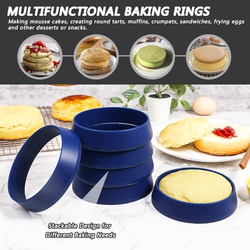 4 Inch Round English Muffin Rings (Blue-4.0)