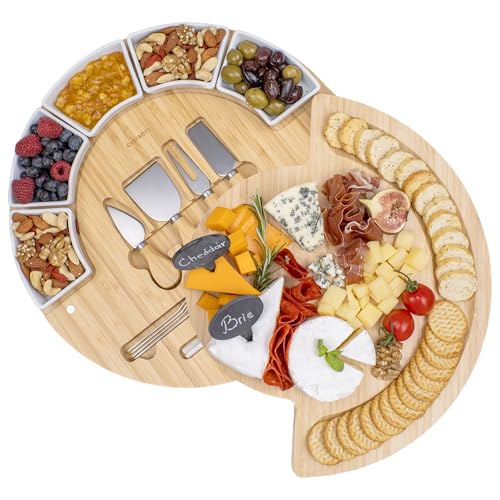 Charcuterie Cheese Board and Platter Set (Bamboo - 16 inch)