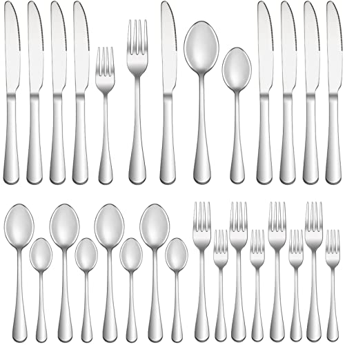 20 Piece Silverware Set Service for 4 (Silver)