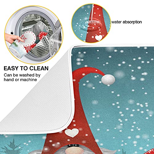 Super Absorbent Dish Drying Mat (Cute Christmas Gnome / 16" x 18")