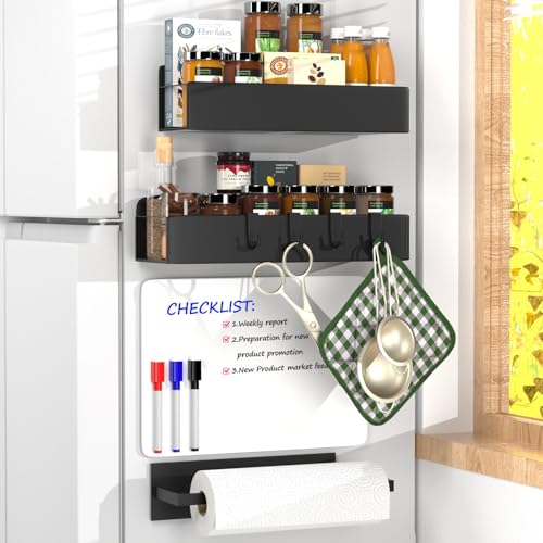 4 Pack Magnetic Spice Rack for Refrigerator (Black / 4Pack-1)