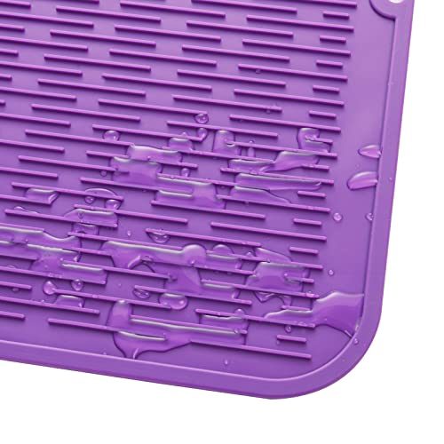 Silicone Dish Drying Mat for Multiple Usage (Purple / 28"L x 18"W)